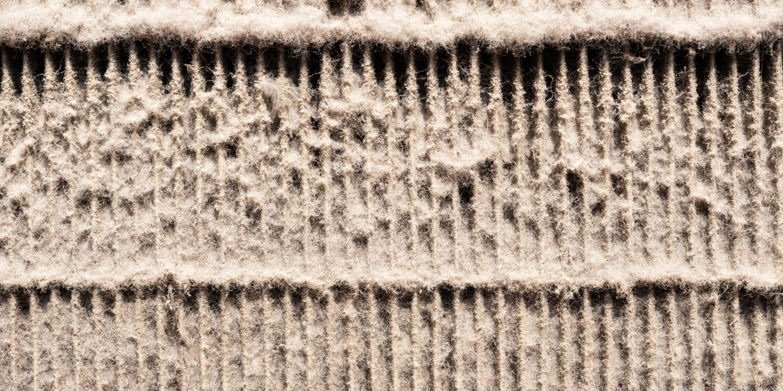 top view dirty air filter close up in horizontal direction