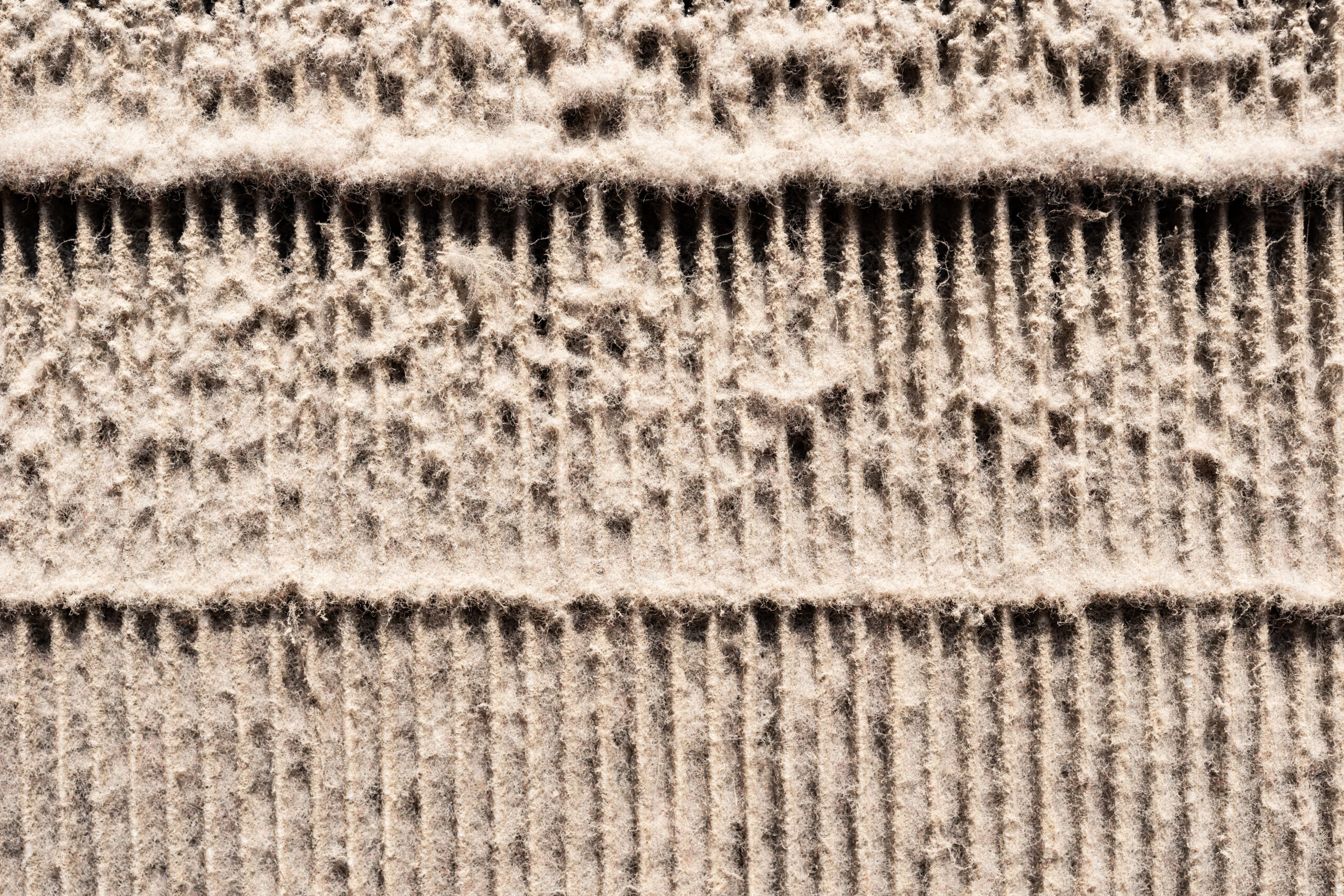 top view dirty air filter close up in horizontal direction